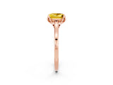 Rose gold Princess Cut Yellow Sapphire Solitaire Ring with Flower Prong Setting and Classic Band_38