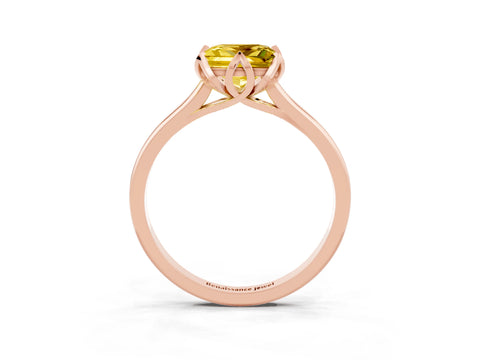 Rose gold Princess Cut Yellow Sapphire Solitaire Ring with Flower Prong Setting and Classic Band_39