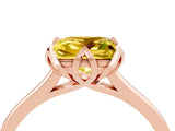Rose gold Princess Cut Yellow Sapphire Solitaire Ring with Flower Prong Setting and Classic Band_40