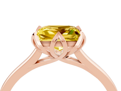 Rose gold Princess Cut Yellow Sapphire Solitaire Ring with Flower Prong Setting and Classic Band_40