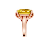 Rose gold Princess Cut Yellow Sapphire Solitaire Ring with Flower Prong Setting and Classic Band_41