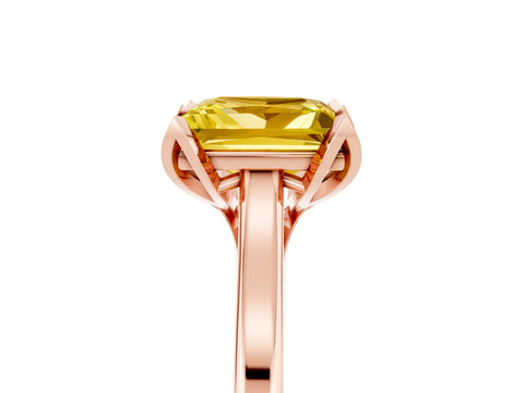 Rose gold Princess Cut Yellow Sapphire Solitaire Ring with Flower Prong Setting and Classic Band_41