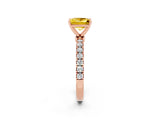Rose gold Princess Cut Yellow Sapphire Solitaire Ring with Pavé Accents and Four-Prong Setting_26