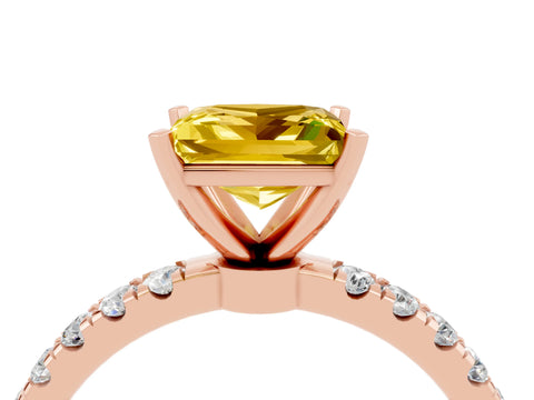 Rose gold Princess Cut Yellow Sapphire Solitaire Ring with Pavé Accents and Four-Prong Setting_28