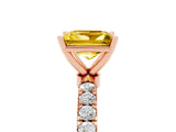 Rose gold Princess Cut Yellow Sapphire Solitaire Ring with Pavé Accents and Four-Prong Setting_29