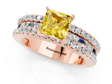 Rose gold Princess Cut Yellow Sapphire Solitaire Ring with Pavé and Channel Set Band_25