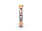 Rose gold Princess Cut Yellow Sapphire Solitaire Ring with Pavé and Channel Set Band_26