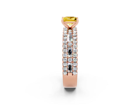 Rose gold Princess Cut Yellow Sapphire Solitaire Ring with Pavé and Channel Set Band_26
