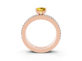 Rose gold Princess Cut Yellow Sapphire Solitaire Ring with Pavé and Channel Set Band_27