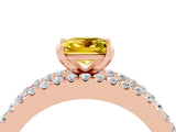 Rose gold Princess Cut Yellow Sapphire Solitaire Ring with Pavé and Channel Set Band_28