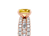 Rose gold Princess Cut Yellow Sapphire Solitaire Ring with Pavé and Channel Set Band_29