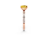 Rose gold Princess Cut Yellow Sapphire Solitaire Ring with Pave Band and Four Prong Setting_50