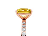 Rose gold Princess Cut Yellow Sapphire Solitaire Ring with Pave Band and Four Prong Setting_53