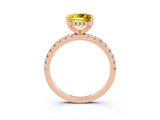 Rose gold Princess Cut Yellow Sapphire Solitaire Ring with Round  Pavé Band and Four-Prong Setting_47