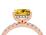 Rose gold Princess Cut Yellow Sapphire Solitaire Ring with Round  Pavé Band and Four-Prong Setting_48