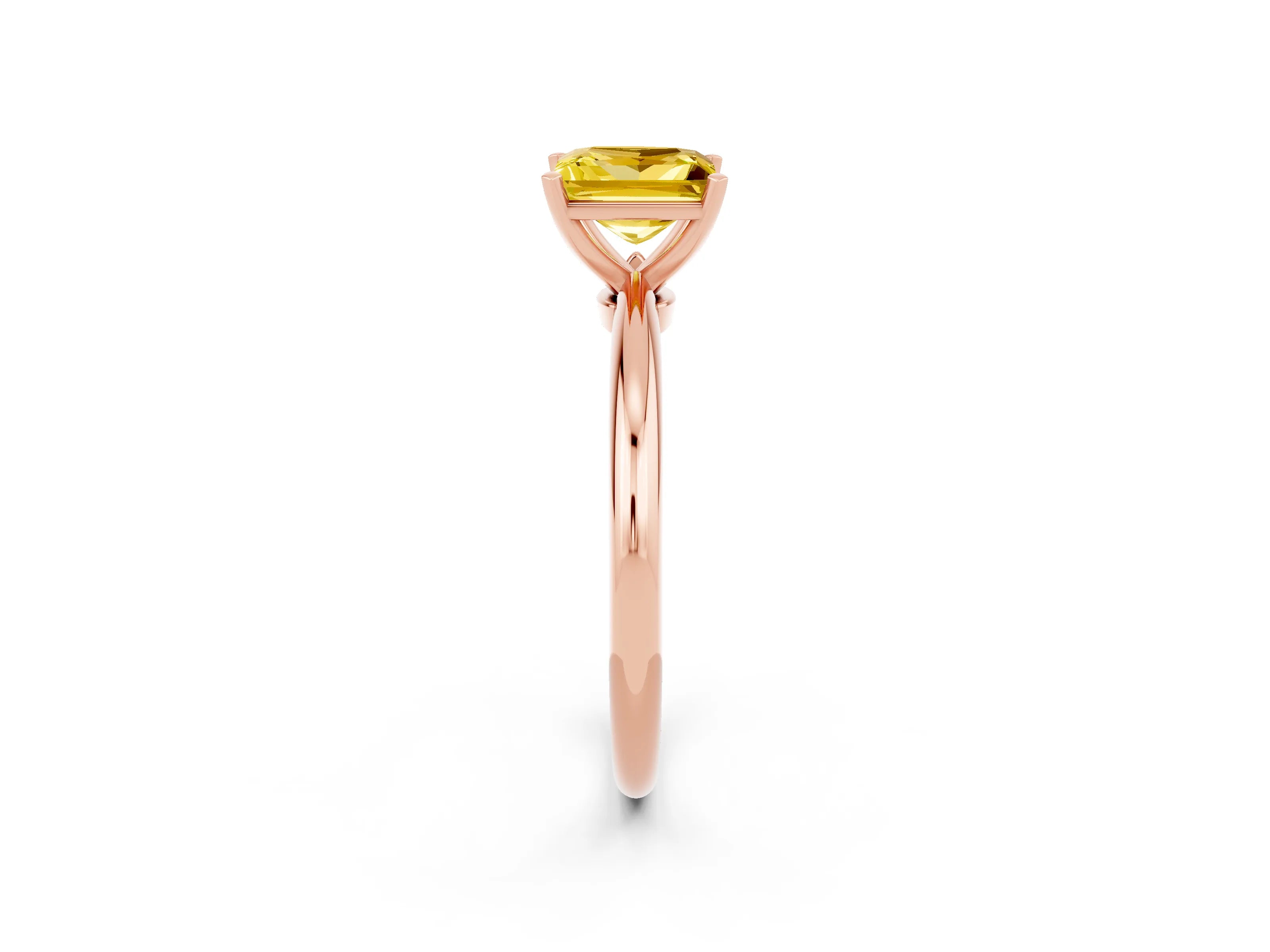 Rose gold Princess Cut Yellow Sapphire Solitaire Ring with Six-Prong Setting and Classic Band_2