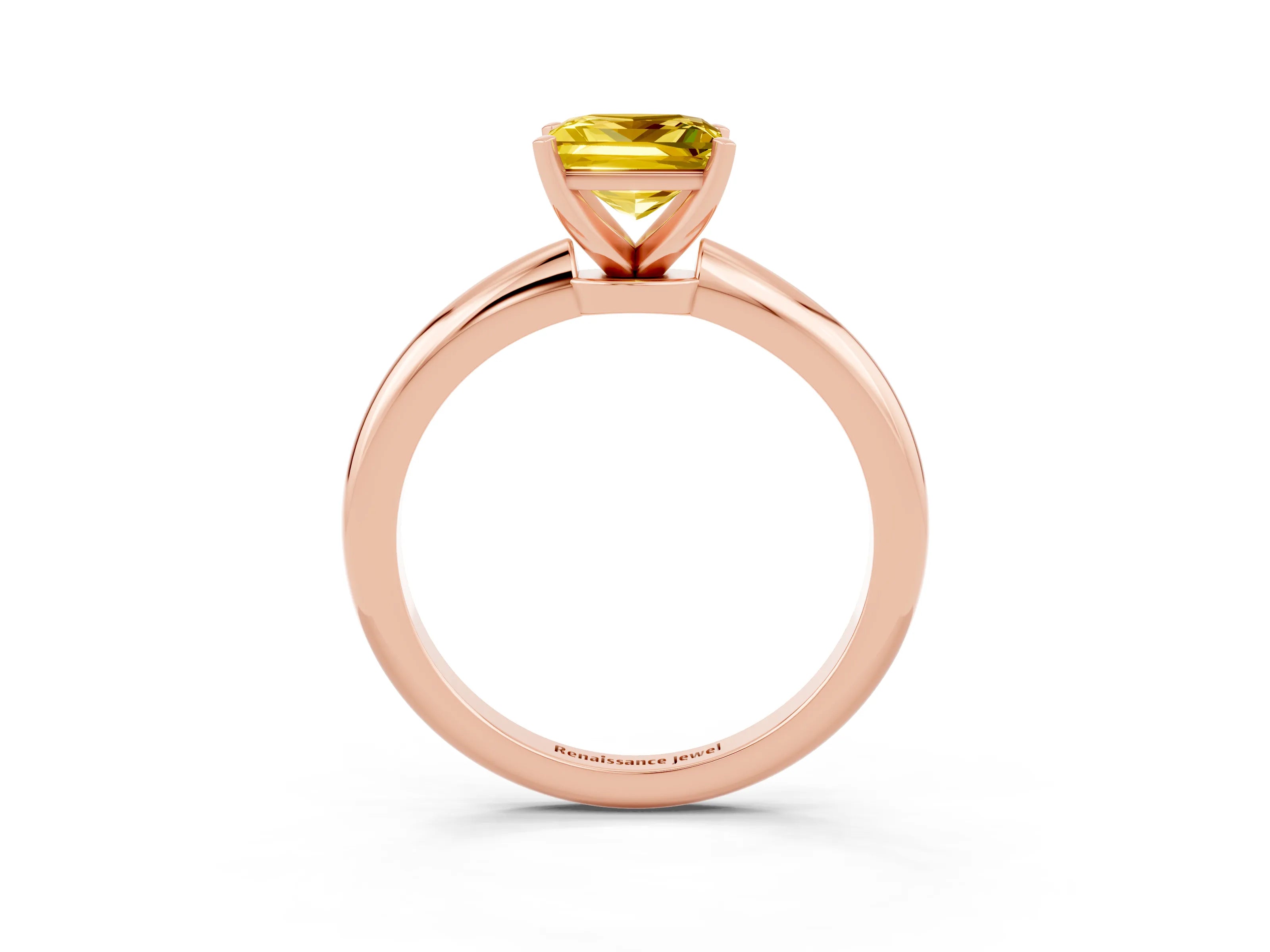 Rose gold Princess Cut Yellow Sapphire Solitaire Ring with Six-Prong Setting and Classic Band_3