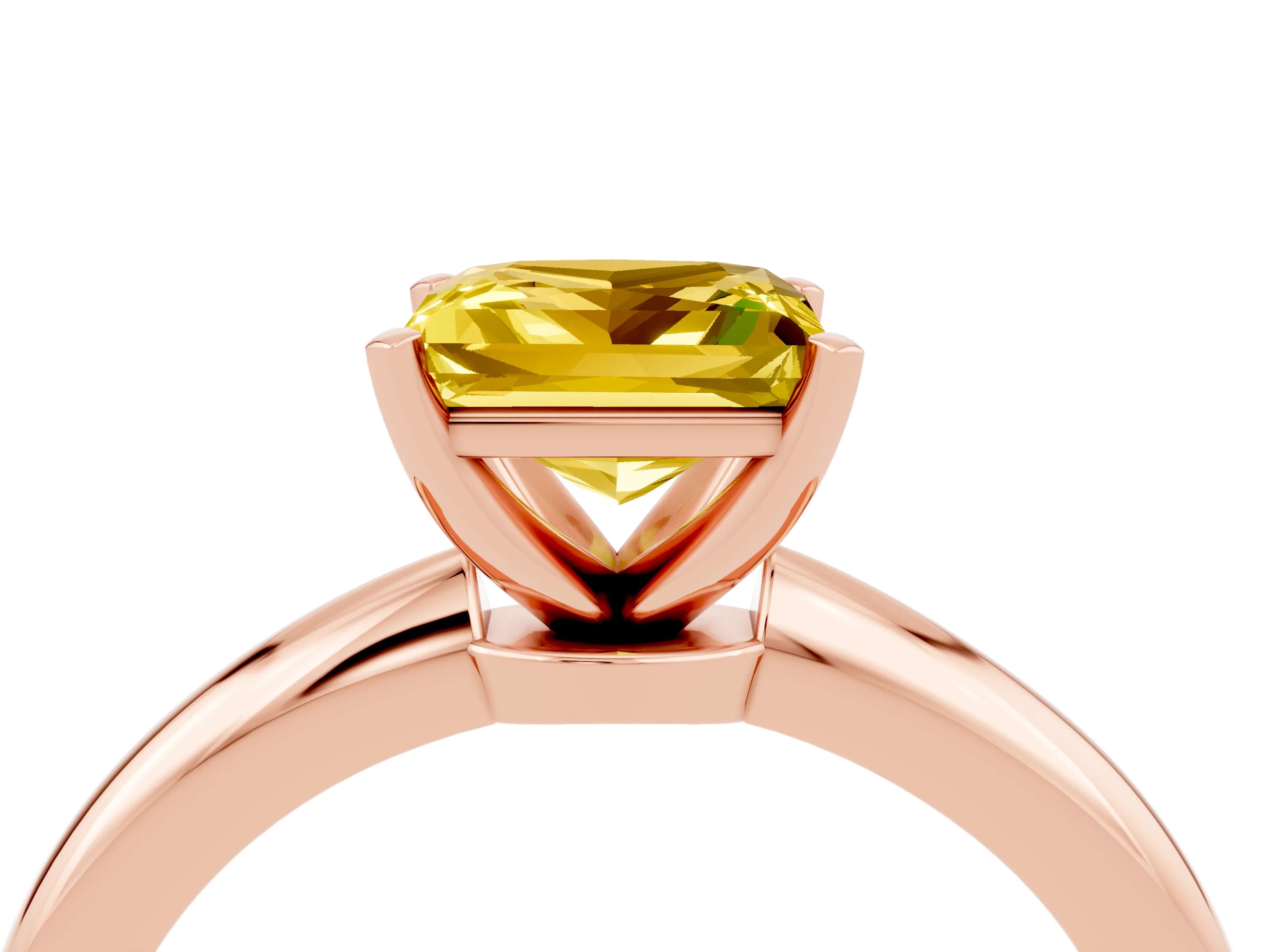 Rose gold Princess Cut Yellow Sapphire Solitaire Ring with Six-Prong Setting and Classic Band_4