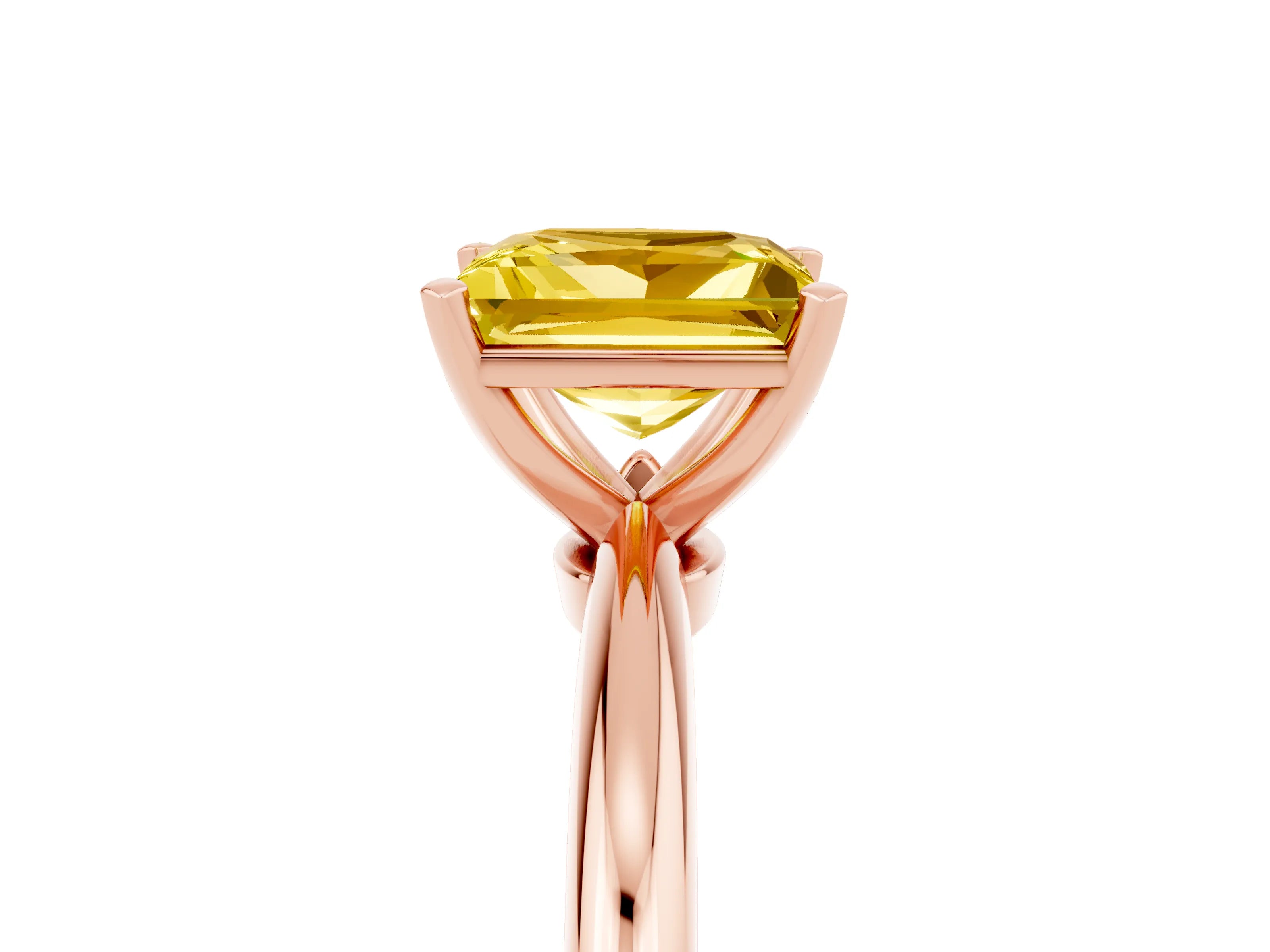 Rose gold Princess Cut Yellow Sapphire Solitaire Ring with Six-Prong Setting and Classic Band_5