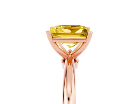 Rose gold Princess Cut Yellow Sapphire Solitaire Ring with Six-Prong Setting and Classic Band_5