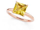 Rose gold Princess Cut Yellow Sapphire Solitaire Ring with Thin Band and Four-Prong Setting_25