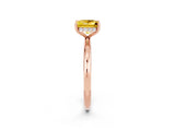 Rose gold Princess Cut Yellow Sapphire Solitaire Ring with Thin Band and Four-Prong Setting_26
