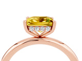 Rose gold Princess Cut Yellow Sapphire Solitaire Ring with Thin Band and Four-Prong Setting_28