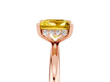 Rose gold Princess Cut Yellow Sapphire Solitaire Ring with Thin Band and Four-Prong Setting_29