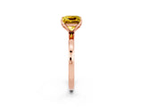 Rose gold Princess Cut Yellow Sapphire Solitaire Ring with Thin Band and Prong Setting_14