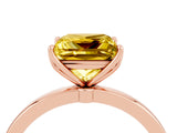 Rose gold Princess Cut Yellow Sapphire Solitaire Ring with Thin Band and Prong Setting_16