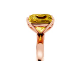 Rose gold Princess Cut Yellow Sapphire Solitaire Ring with Thin Band and Prong Setting_17