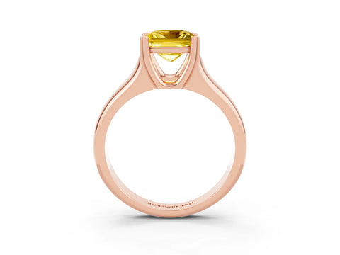 Rose gold Princess Cut Yellow Sapphire Solitaire Ring with Wide Band and Prong Setting_27