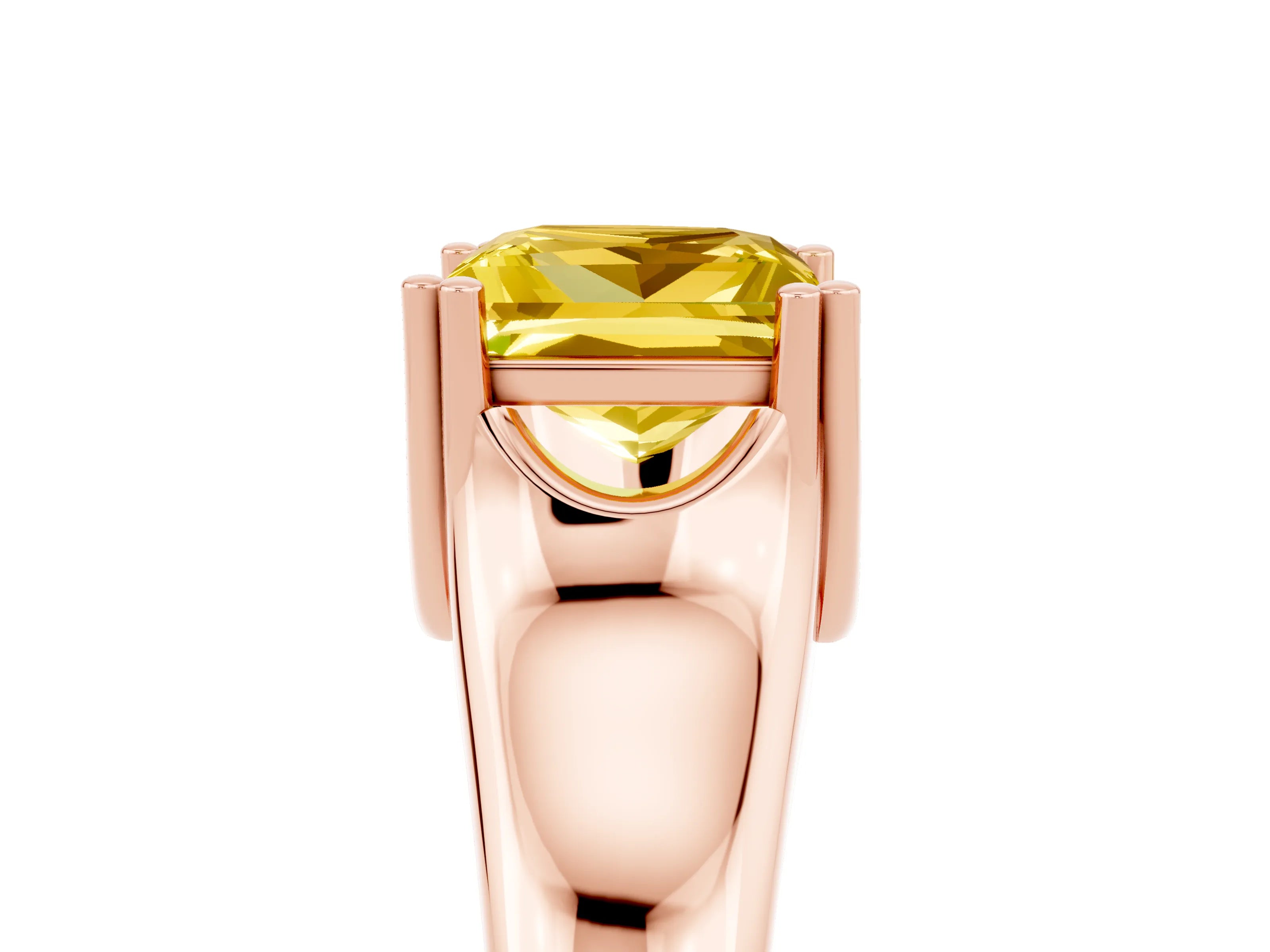 Rose gold Princess Cut Yellow Sapphire Solitaire Ring with Wide Band and Prong Setting_29