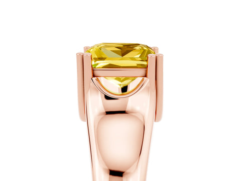 Rose gold Princess Cut Yellow Sapphire Solitaire Ring with Wide Band and Prong Setting_29