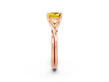 Rose gold Princess Cut Yellow Sapphire Solitaire Twist Band Prong Setting Ring_86