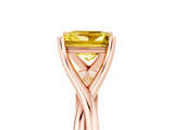 Rose gold Princess Cut Yellow Sapphire Solitaire Twist Band Prong Setting Ring_89