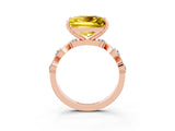 Rose gold Princess Cut Yellow Sapphire Solitaire Twisted Band with Round  Accents and Prong Setting_15