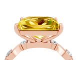 Rose gold Princess Cut Yellow Sapphire Solitaire Twisted Band with Round  Accents and Prong Setting_16