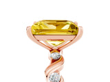 Rose gold Princess Cut Yellow Sapphire Solitaire Twisted Band with Round  Accents and Prong Setting_17