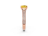 Rose gold Princess Cut Yellow Sapphire Split Shank Engagement Ring with Pavé Band_26