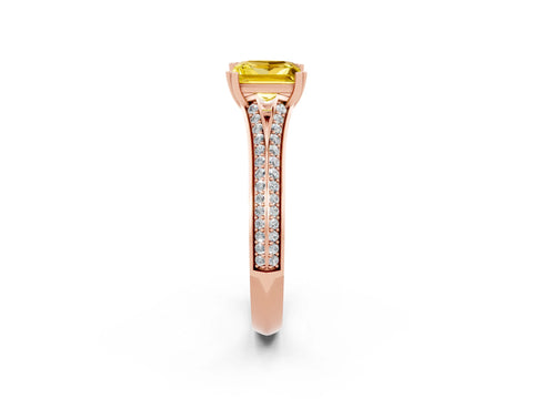 Rose gold Princess Cut Yellow Sapphire Split Shank Engagement Ring with Pavé Band_26