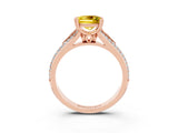 Rose gold Princess Cut Yellow Sapphire Split Shank Engagement Ring with Pavé Band_27