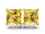 Rose gold Princess Cut Yellow Sapphire Stud Earrings_18