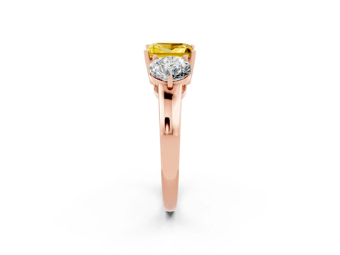 Rose gold Princess Cut Yellow Sapphire Three-Stone Ring with Prong Setting and Classic Band_2
