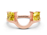 Rose gold Princess Cut Yellow Sapphire Two-Stone Open Band Ring with Four-Prong Setting_18