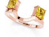 Rose gold Princess Cut Yellow Sapphire Two-Stone Open Band Ring with Four-Prong Setting_19