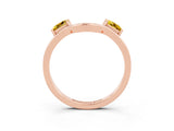 Rose gold Princess Cut Yellow Sapphire Two-Stone Open Band Ring with Four-Prong Setting_21