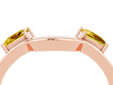 Rose gold Princess Cut Yellow Sapphire Two-Stone Open Band Ring with Four-Prong Setting_22