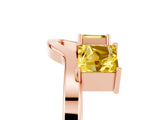 Rose gold Princess Cut Yellow Sapphire Two-Stone Open Band Ring with Four-Prong Setting_23