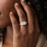 Rose gold Princess Diamond Bezel and Prong Setting with Pave Band_5